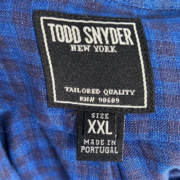 NWT Todd Snyder 100% linen blue check Button Down Shirt - Picture 7 of 7